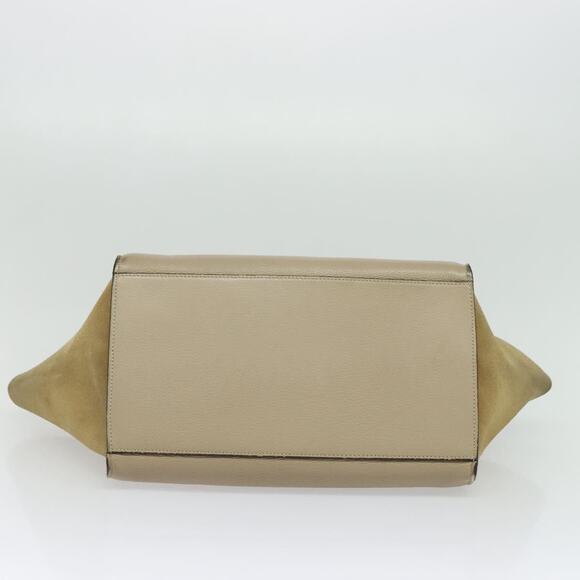 CELINE Trapeze Hand Bag Leather Beige Silver - Picture 9 of 13